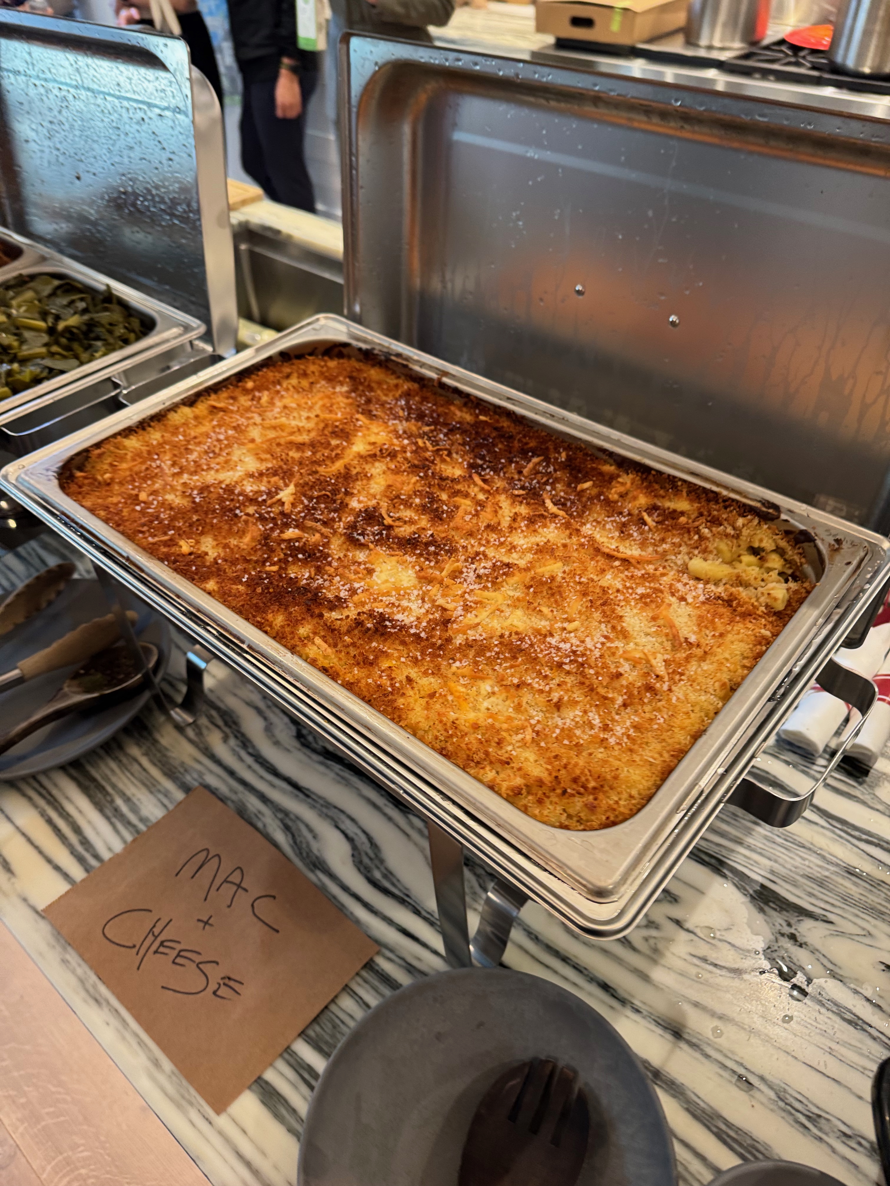 Homemade mac and cheese at a private boil